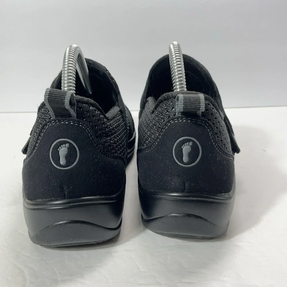 Ortho Feet Womens Quincy Ortho Shoes Black Comfort Slip On Walking 7.5D Wide